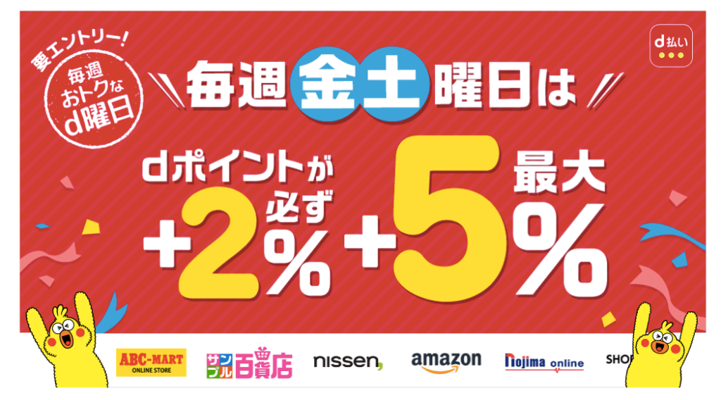 d曜日、ポイントアップキャンペーン案内の画像