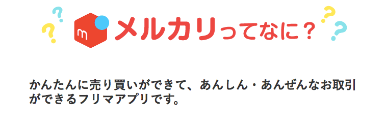 メルカリ公式サイト、メルカリの案内画像