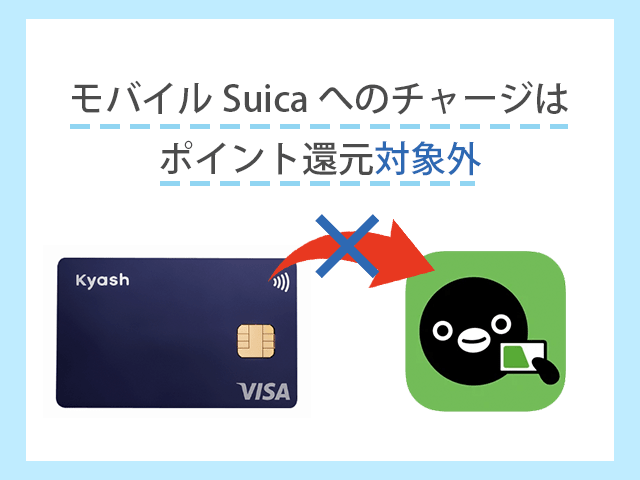 KyashからモバイルSuicaのチャージはポイント還元対象外