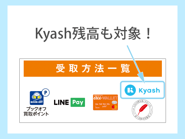 ブックオフでKyash Cardの残高でも買取代金を受け取り可能