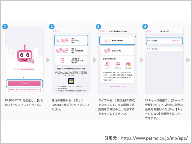 無記名式PASMO発行の手順画像