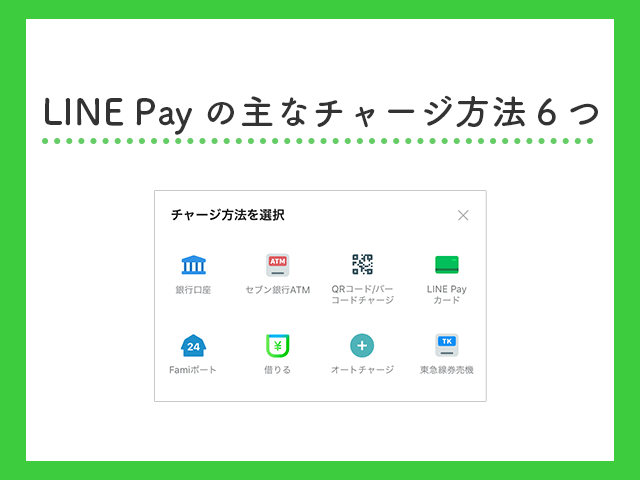 LINE Pay ６つのチャージ方法
イメージ