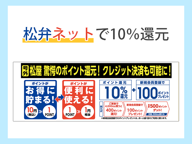 牛丼の松屋　ネット注文で10%ポイント還元＆クレジットカードが使える　説明画像