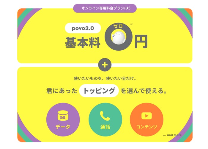 povo 2.0の料金プランイメージ画像（公式）