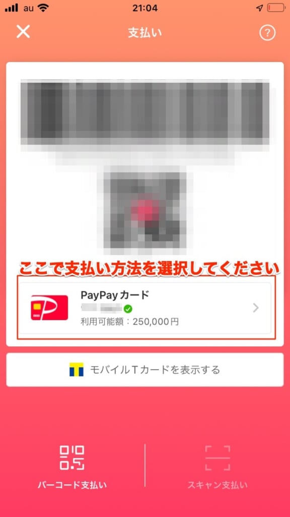 PayPay支払い方法設定画面