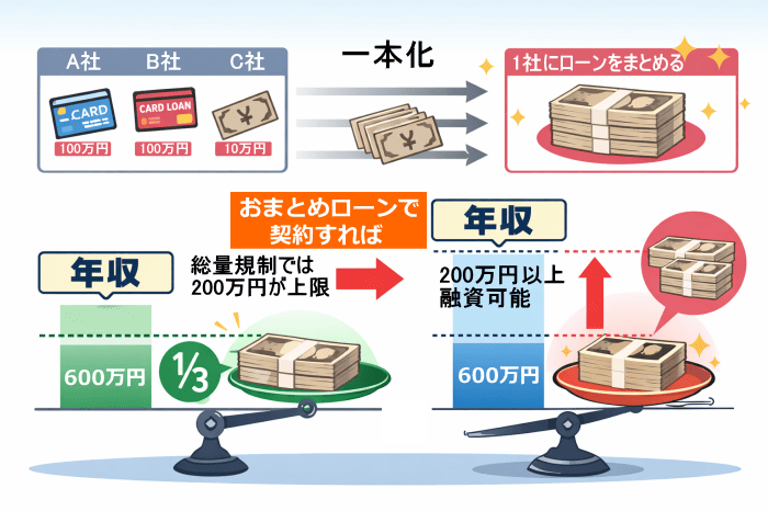 おまとめローンなら総量規制オーバーでも借りれる図解イラスト